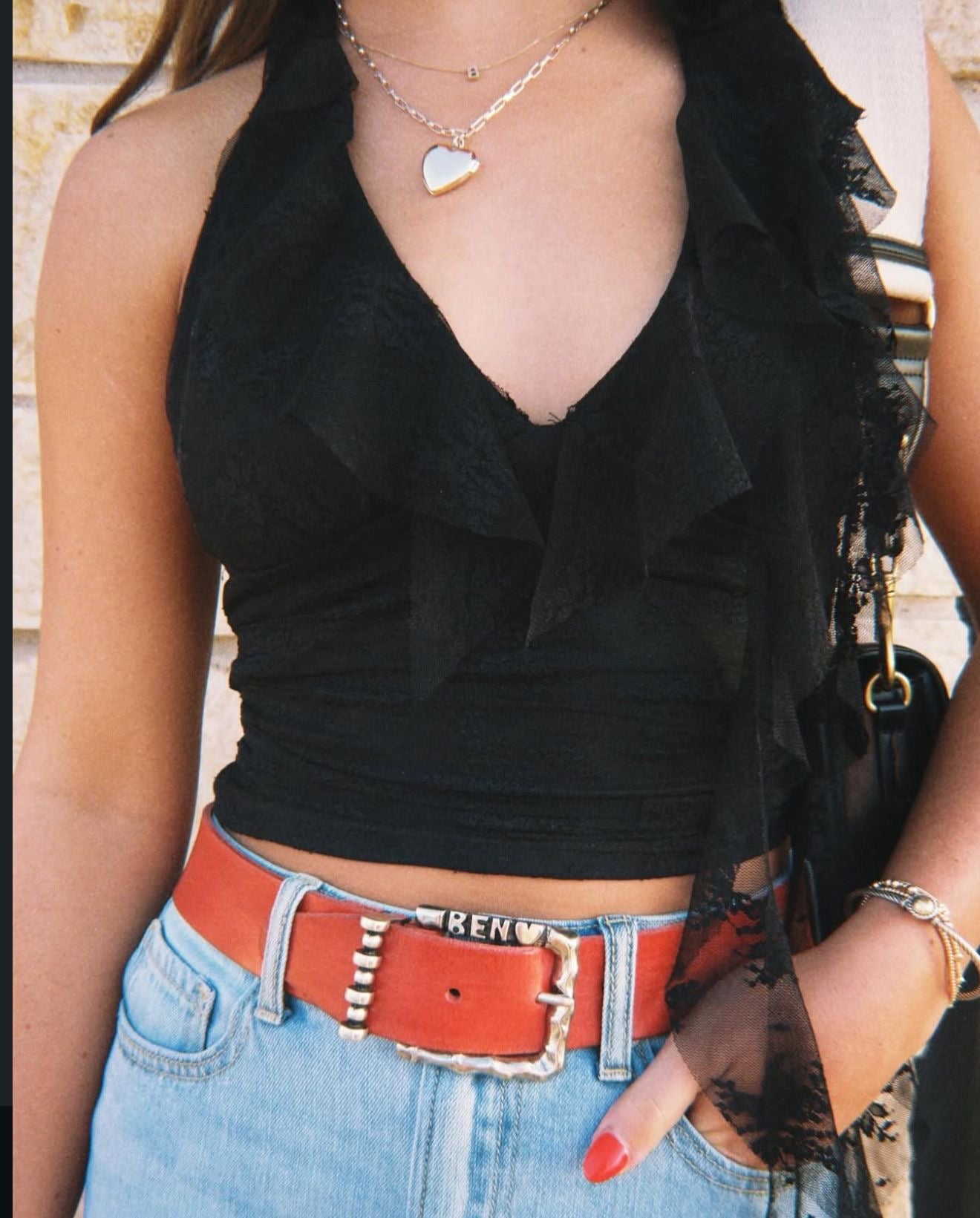 Black Ruffle Top
